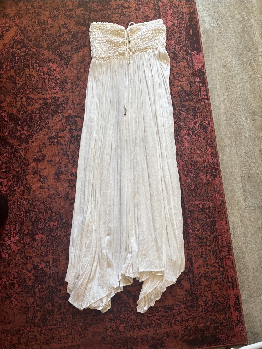 FREE PEOPLE White Strapless Bohemian Maxi Dress